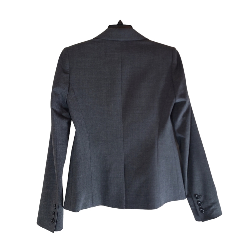 Theory Gray Virgin Wool Blazer One Button Tailored Career Work Jacket 2 Preowned - Picture 7 of 8